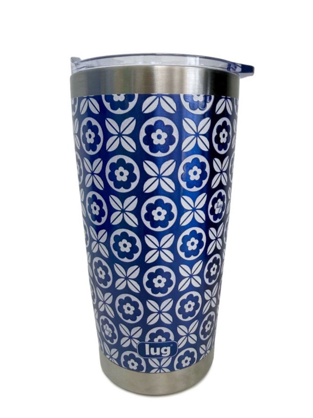 Lug Guzzle Tumbler 20oz Tile Floral Blue
